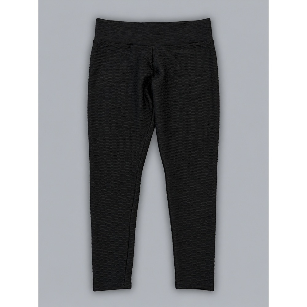 Textured Leggings Womens XXL Black Excellent Scrunch Butt Honeycomb